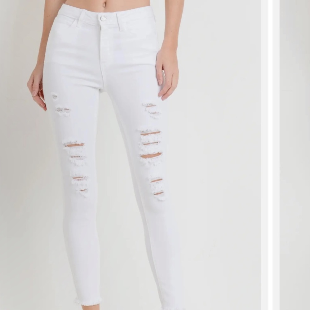 • GUC JUST BLACK DESTROYED JEANS WHITE SIZE 25